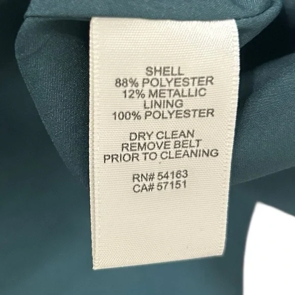 Eliza J Off the Shoulder Emerald Green Brocade Floral Belted Dress Sz 10 - Picture 13 of 16